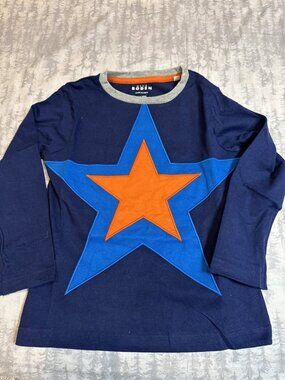 NWOT Mini Boden Navy Star Applique Long Sleeve Tee 4-5Y